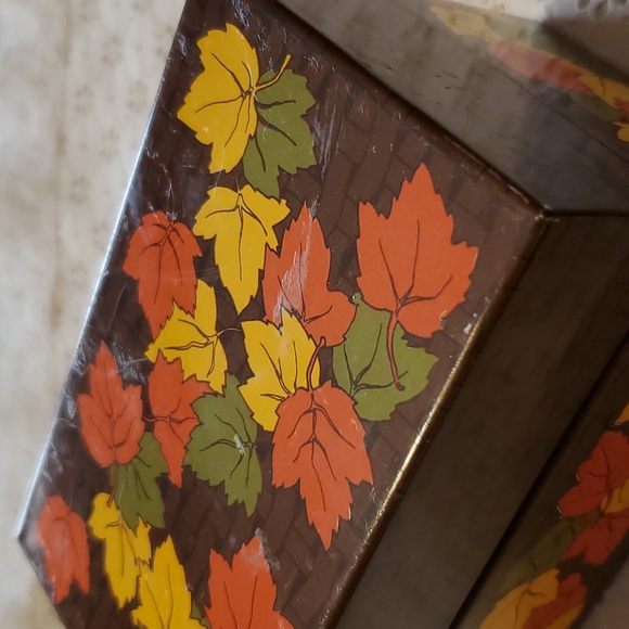 VTG Recipe Tin Rustic Farmhouse Fall Decor Leaf Orange Brown Yellow - Picture 12 of 15